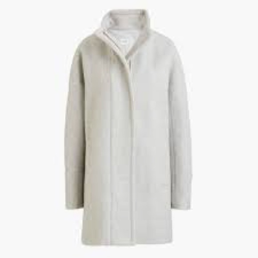 Jcrew Gray Coat with High Collar and Modern Design
